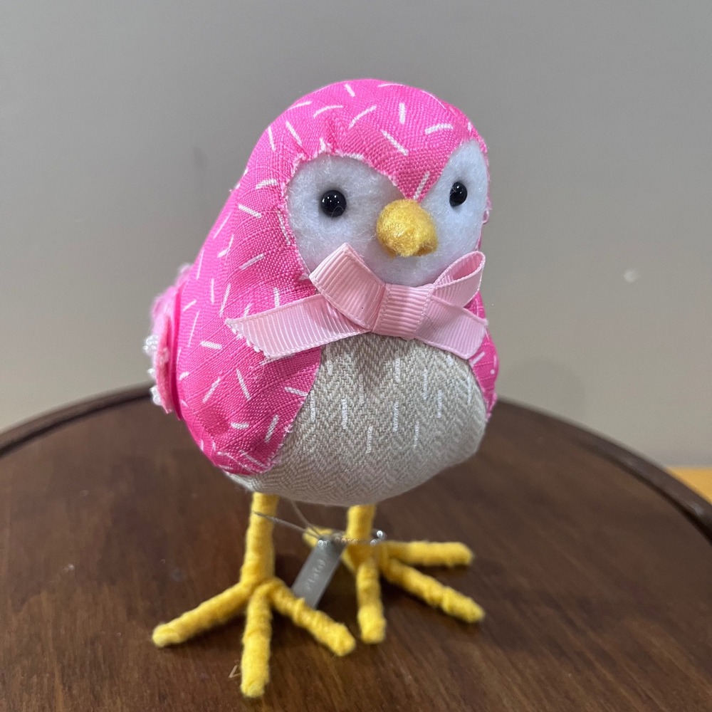 Target Spritz‎ Featherly Friends Tulip Bird 2018 Spring Pink Easter Figurine Vtg